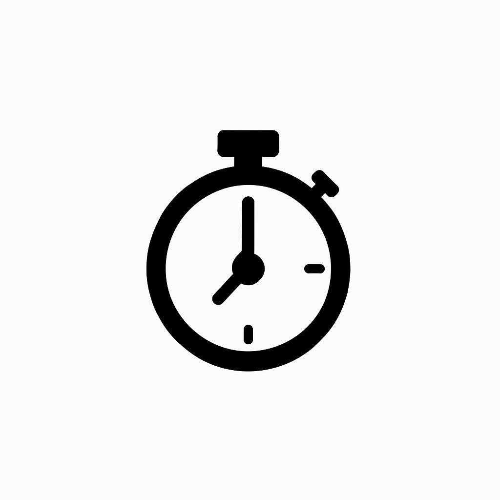 Black stopwatch icon on a white background.