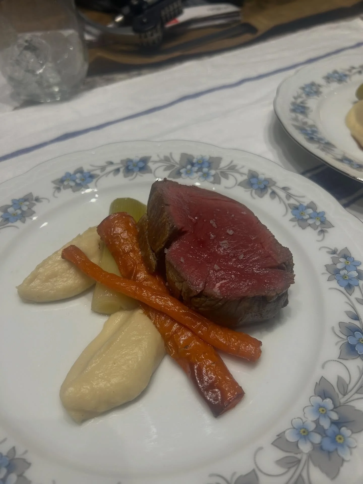 Chateaubriand, Carrots, Braised Leek, Red Wine Jus

This was the main course of a 3 course dinner party. Accompanied by Potted shrimp to start and Bread &lsquo;n&rsquo; Butter Pudding for Dessert 🍰🍜🥔🥧🍋🥘

Like what you see, want to host a party 