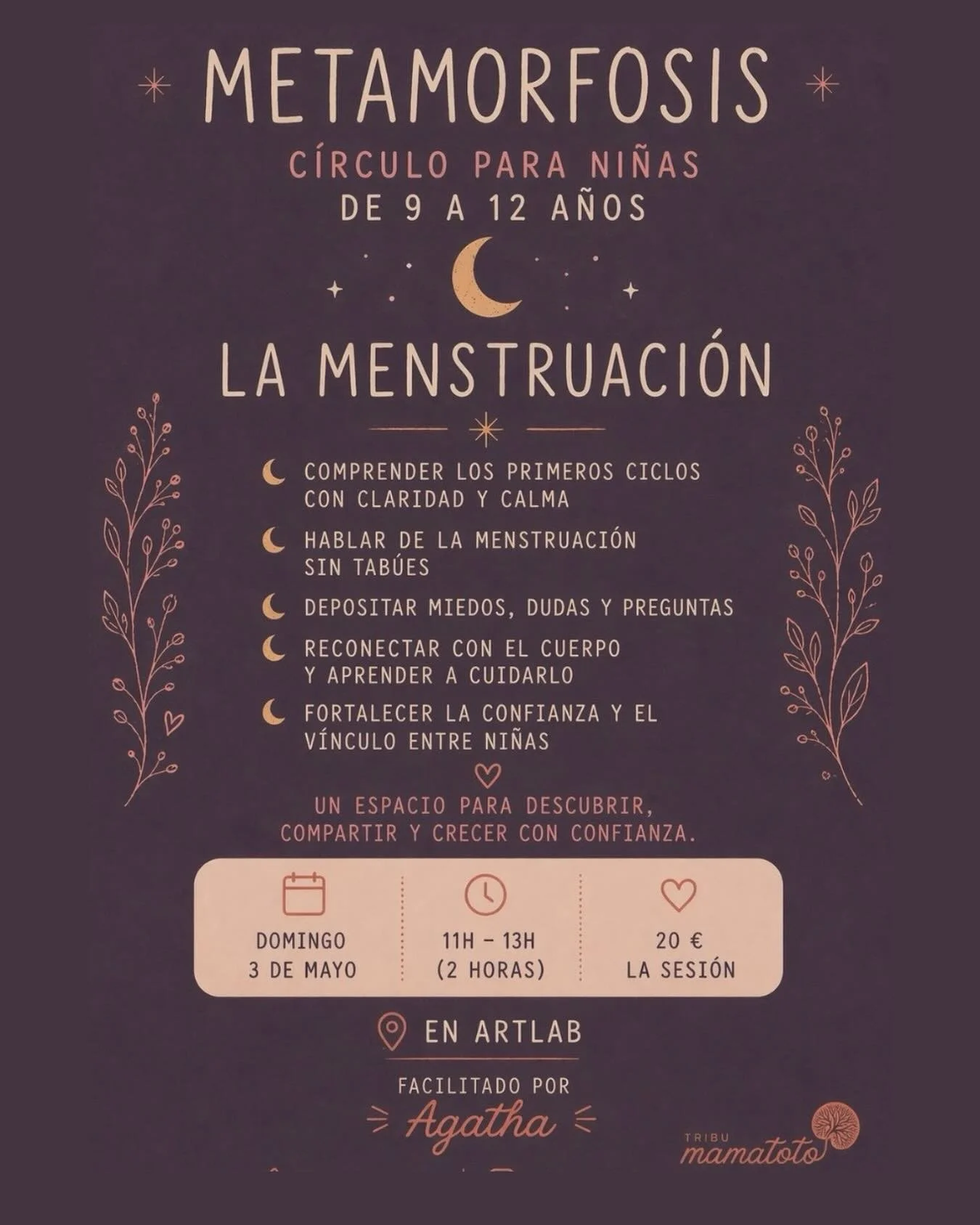 Los encuentros Metamorphosis nacen para acompa&ntilde;ar a las ni&ntilde;as en esta etapa de transformaci&oacute;n profunda, donde no solo cambia el cuerpo, sino tambi&eacute;n la forma de sentir, de percibirse y de estar en el mundo. 

#carparosada 
