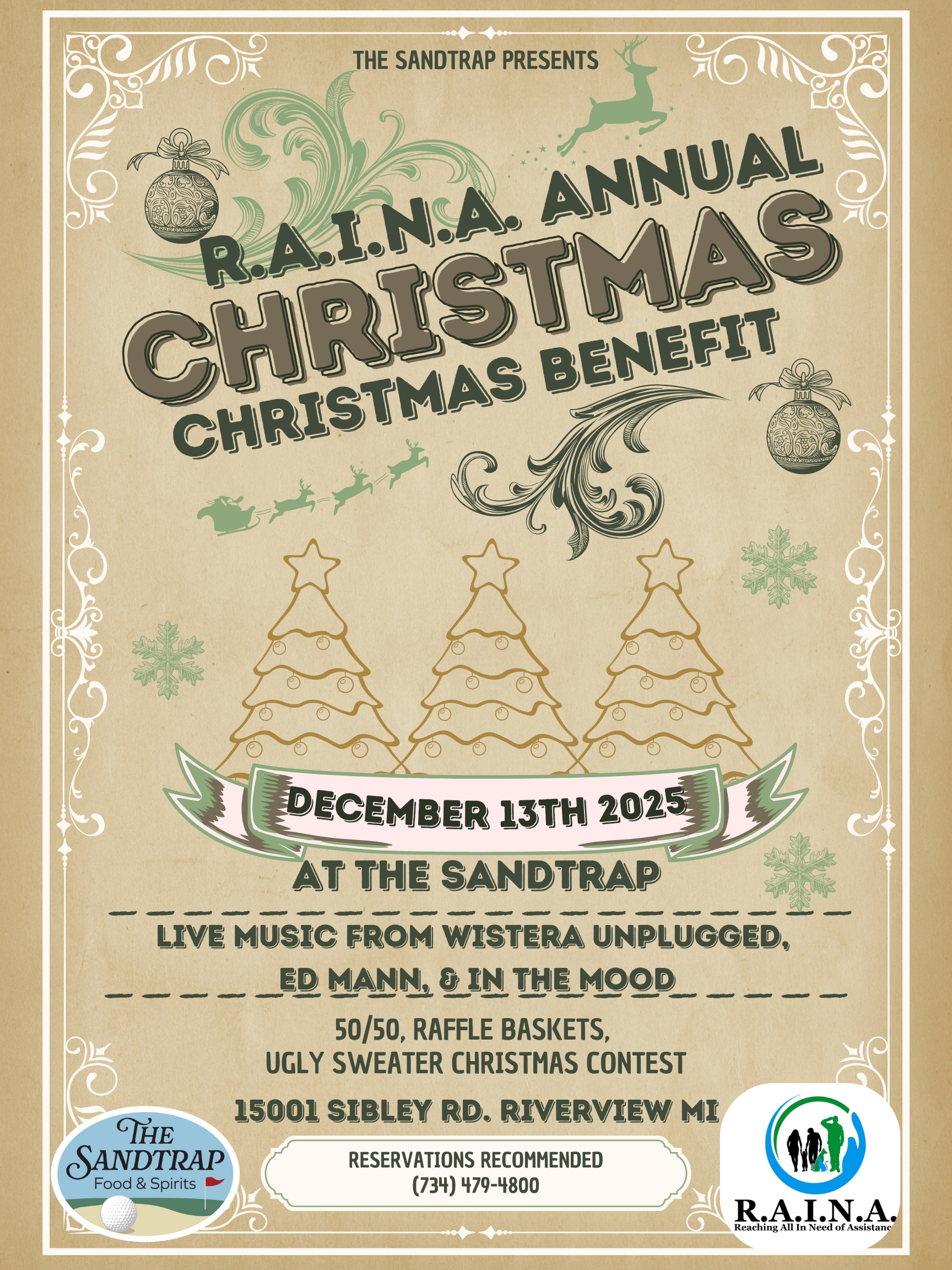 RAINA Christmas Benefit with Wisteria, Ed Mann & In The Mood