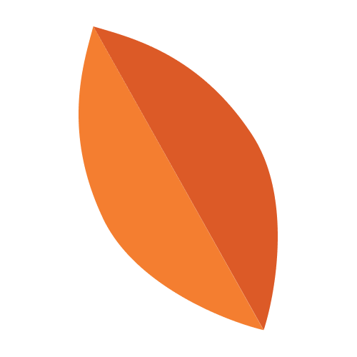Stylized orange and brown leaf icon