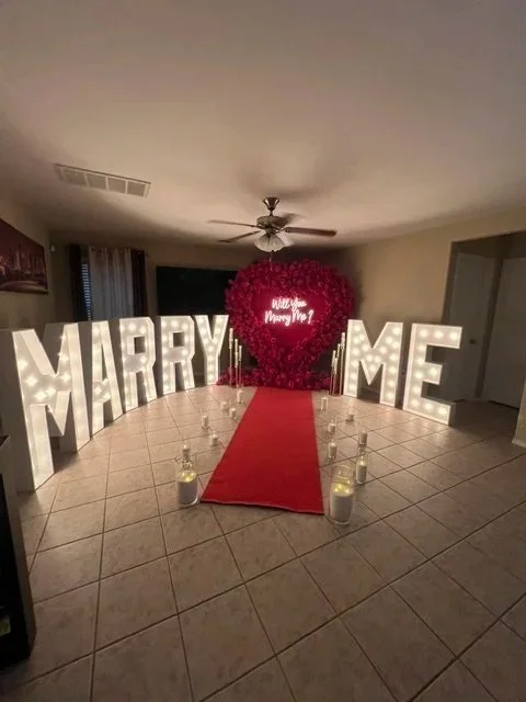 marquee letters, marry me letters houston, bright light letters