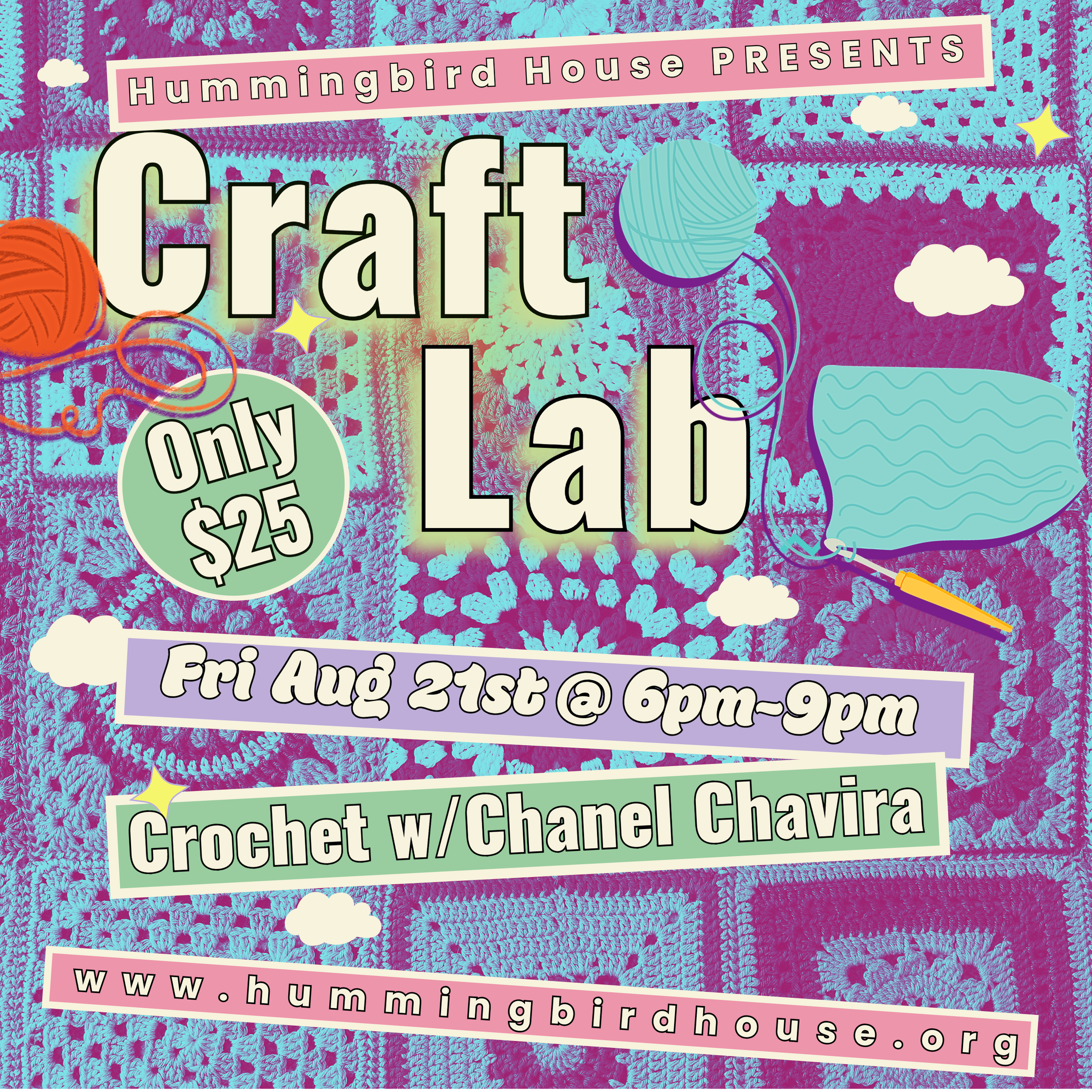 Craft Lab | Crochet and Hang | Thur Aug 21st  @ 6pm-9pm