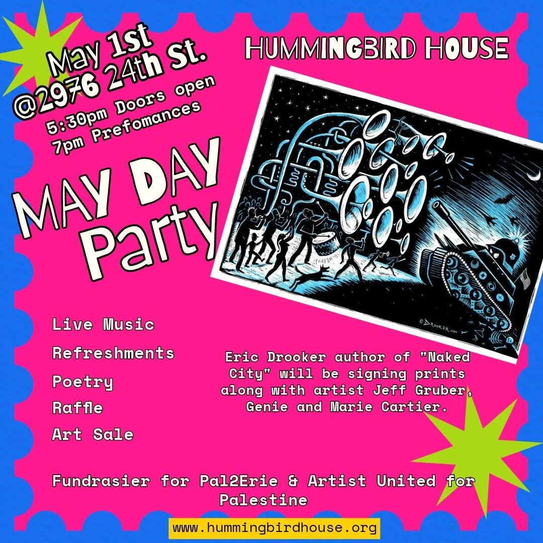 Join us next Friday for an amazing evening of music, poetry, art, and more!

Doors open at 5:30pm with light refreshments and live music by Market Supply.

Performances start at 7pm | Poetry by Dottie Payne, then a Circus Performance by Genie and Mar