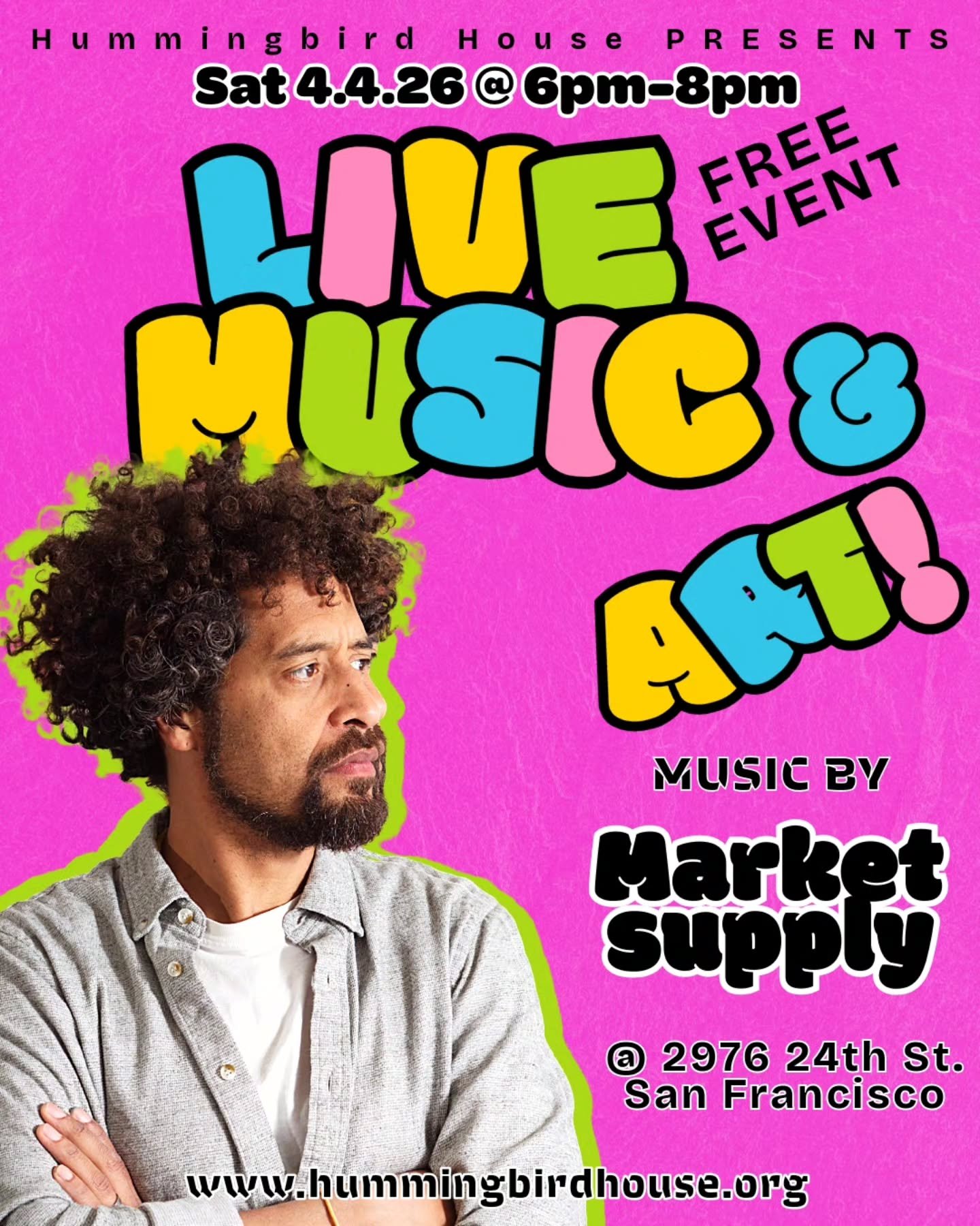 Come hang out with new and old friends while we listen to great music and doing artwork!

#thingstodo #sanfrancisco #mission #saturdayvibes #livemusic