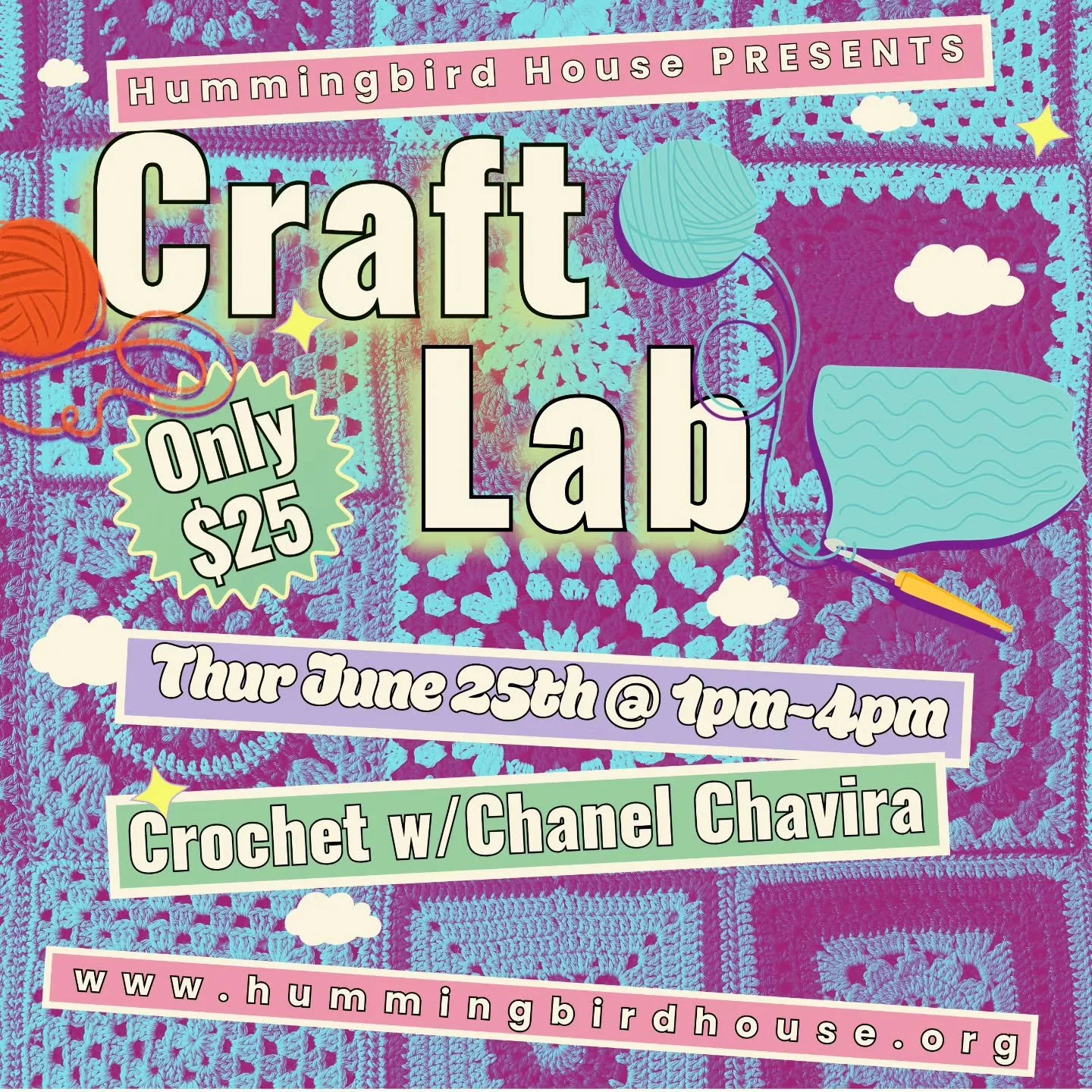 Grab the crew and come hang at our first Craft Lab this Thursday June 25th @ 1pm-4pm. We'll be hosting a Crochet Lab that's perfect for beginners and experienced alike.

You can even bring the kiddos! We've got loop looms for them to make a pot holde