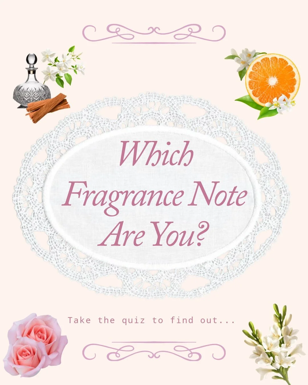 Which fragrance note matches your personality? Take our quiz to find out! 

Swipe through the carrousel and take note of your answers (A-E). At the end, count your letters to determine which note best fits you and which class is calling your name 💕 