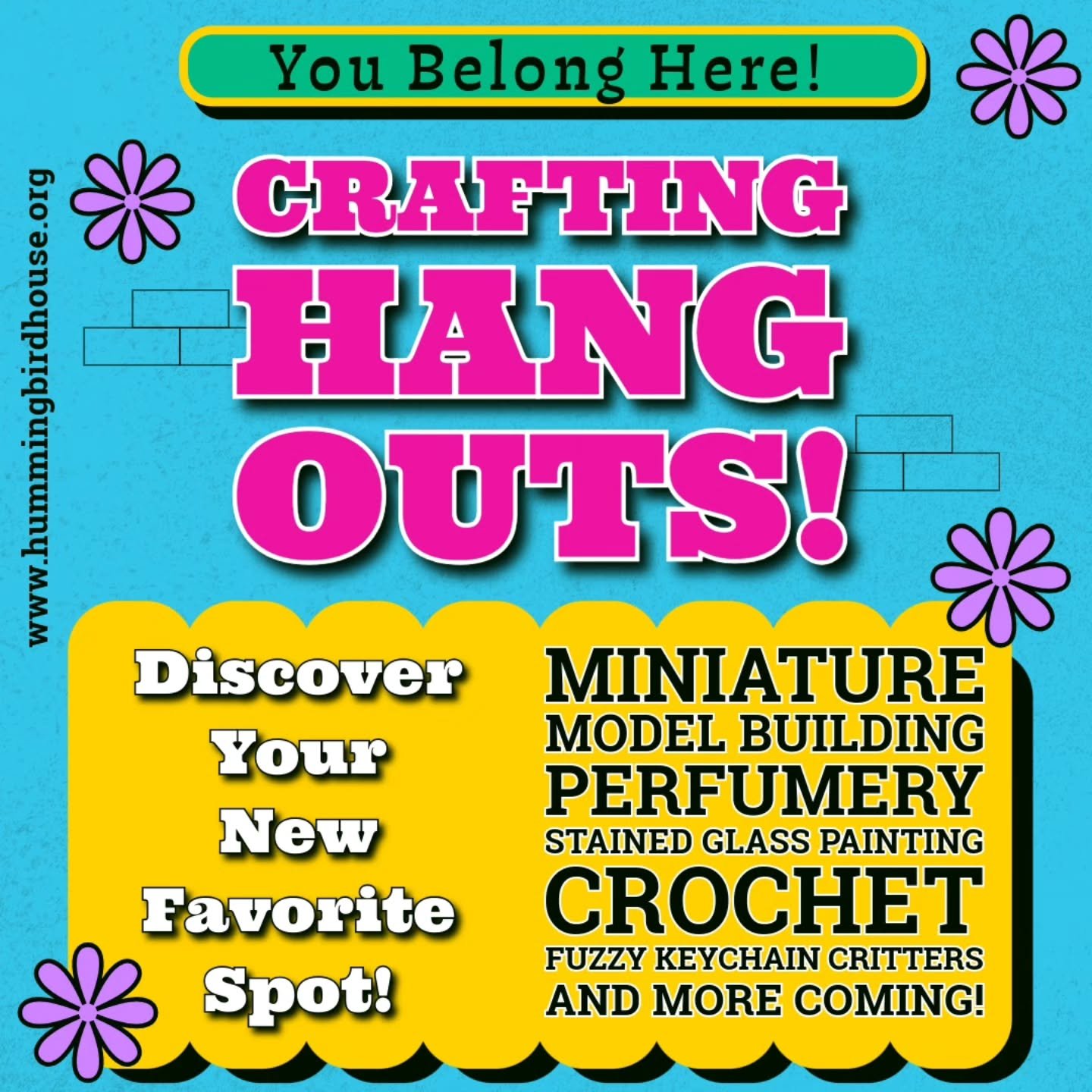 It's time to treat yourself to a fun time out doing something different! We've got you covered with all kinds of crafts, events, hang outs and more coming!

Check out our website and find your new favorite spot!

www.hummingbirdhouse.org 

#perfume #