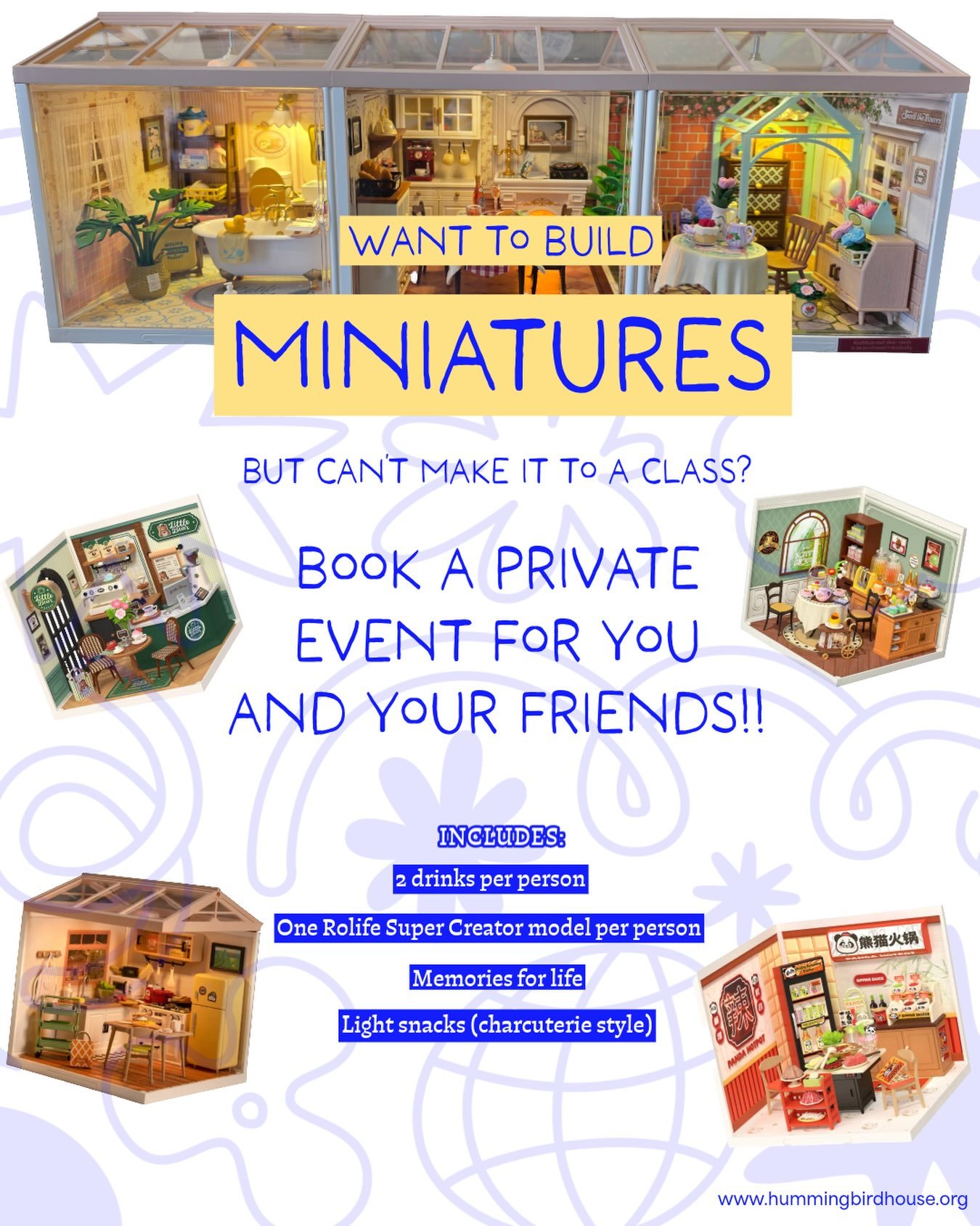 Can&rsquo;t make it to one of our model making classes? Just get 6 friends together and book a private craft time at no extra cost! We can also come to you! 🏠

Everything you need for the perfect creative hangout-for just $65pp!
&bull; Choose your o