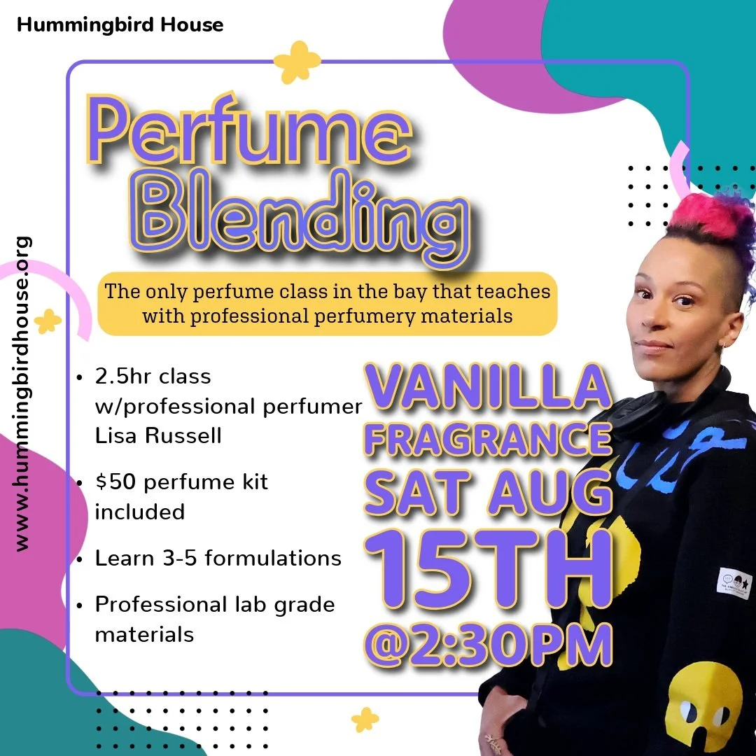 Only 2wks away! Come get your vanilla on w/Perfumer Lisa Russell. 

We're the only place in the Bay where you get to work with professional fragrance materials. Plus you get a $50 perfume kit to take home and multiple formulas.

Space is limited, and