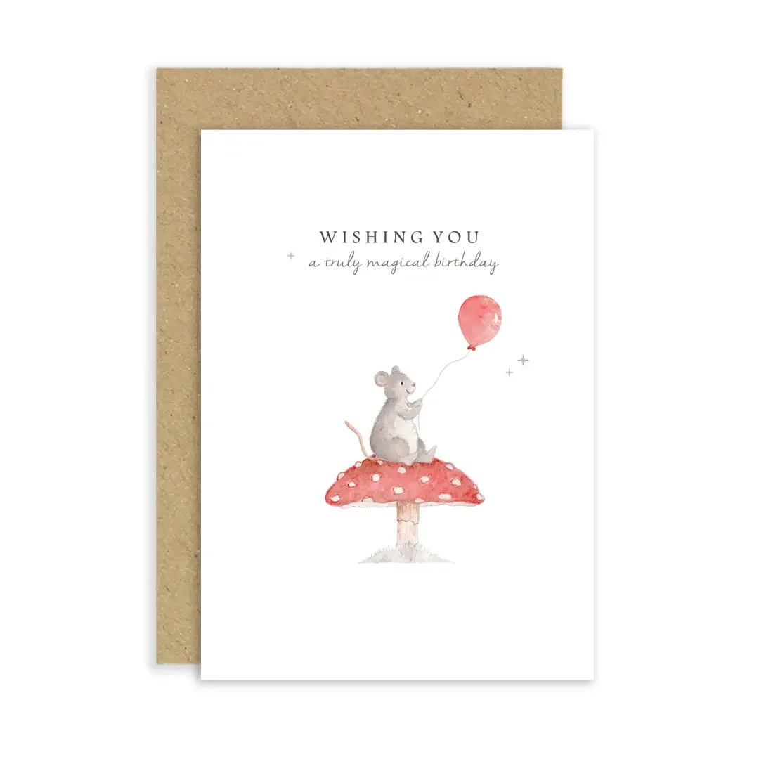 Mouse & Toadstool Birthday Card.webp