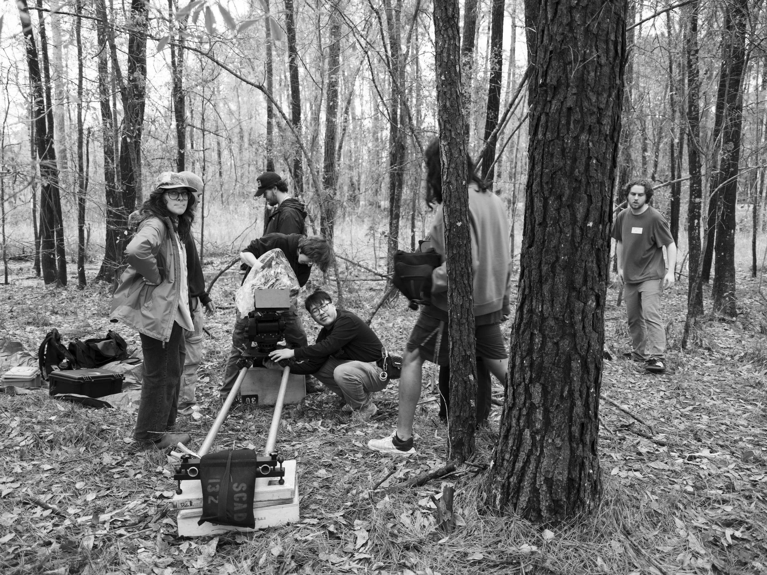 Crew on Location in the Woods