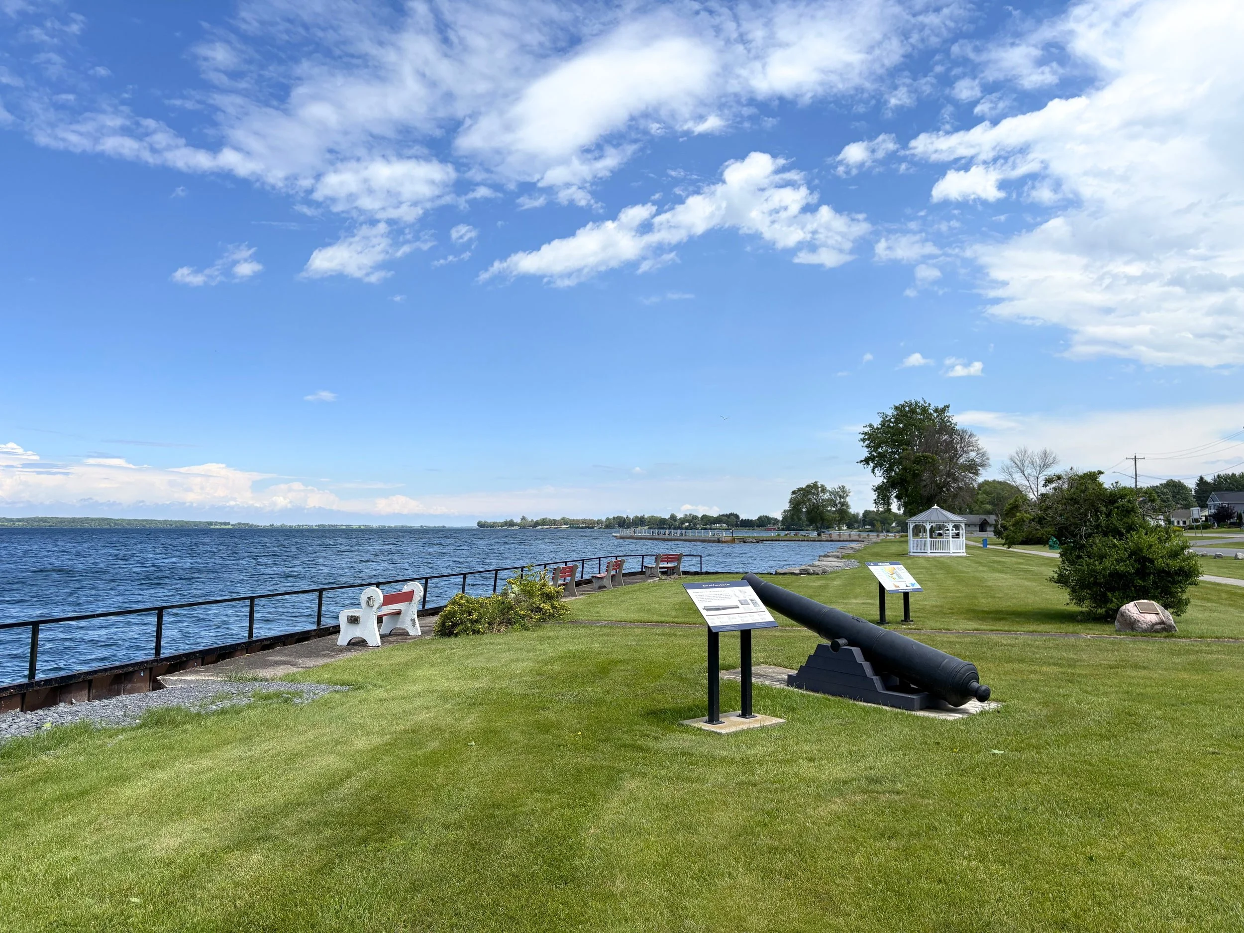 Cape Vincent East End Waterfront Park: a pavilion with a bath house; boat launch, docking, kayak launch; picnic areas; swimming, fishing, snorkeling, and diving