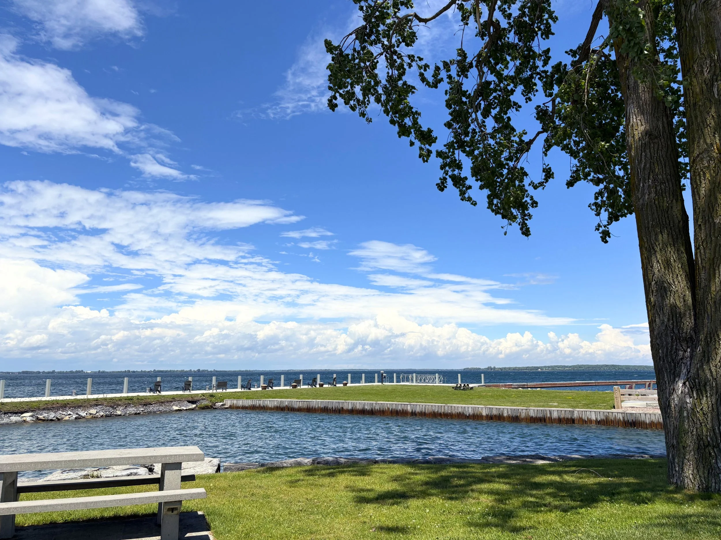 Cape Vincent East End Waterfront Park: a pavilion with a bath house; boat launch, docking, kayak launch; picnic areas; swimming, fishing, snorkeling, and diving