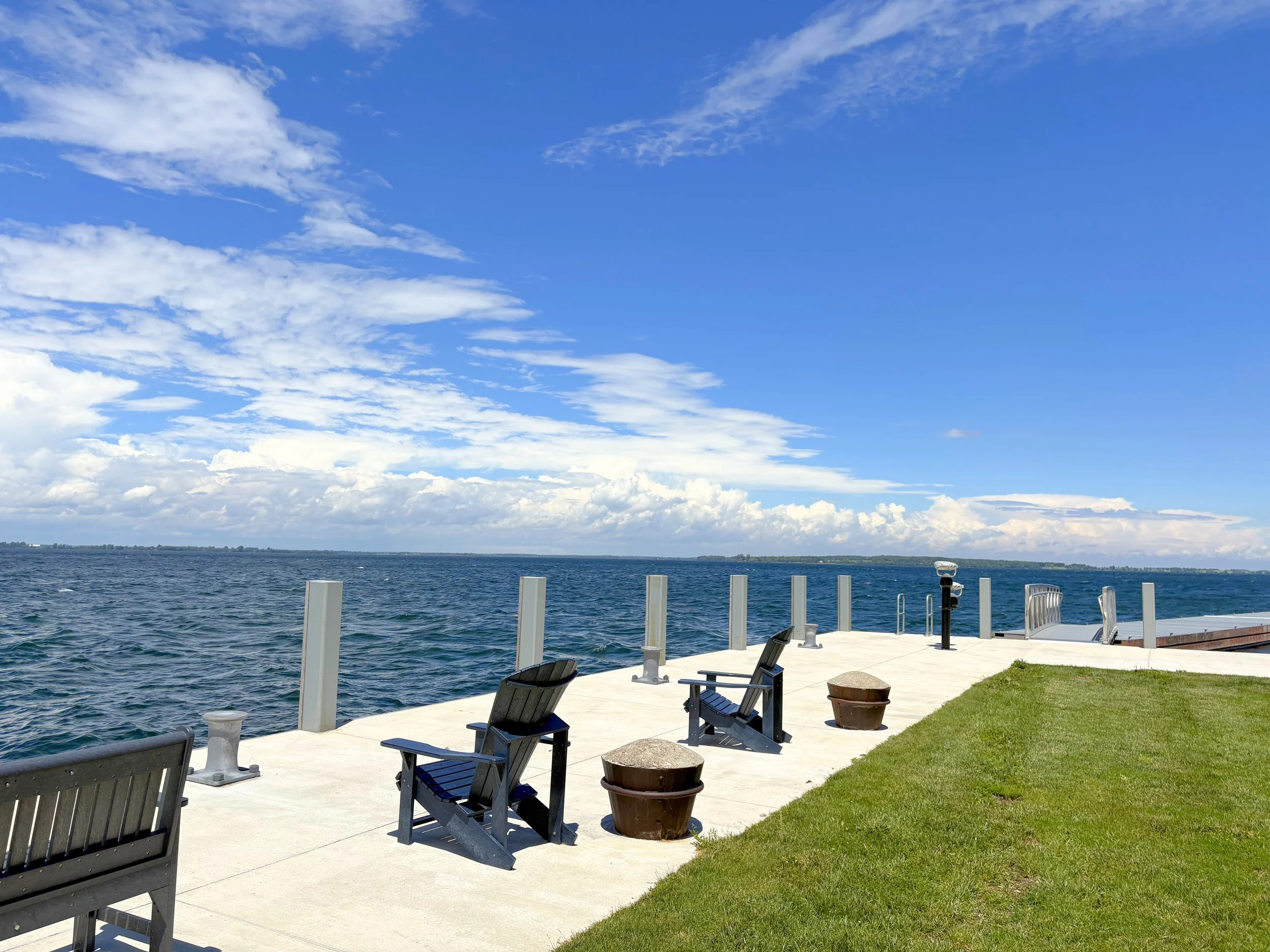 Cape Vincent East End Waterfront Park: a pavilion with a bath house; boat launch, docking, kayak launch; picnic areas; swimming, fishing, snorkeling, and diving