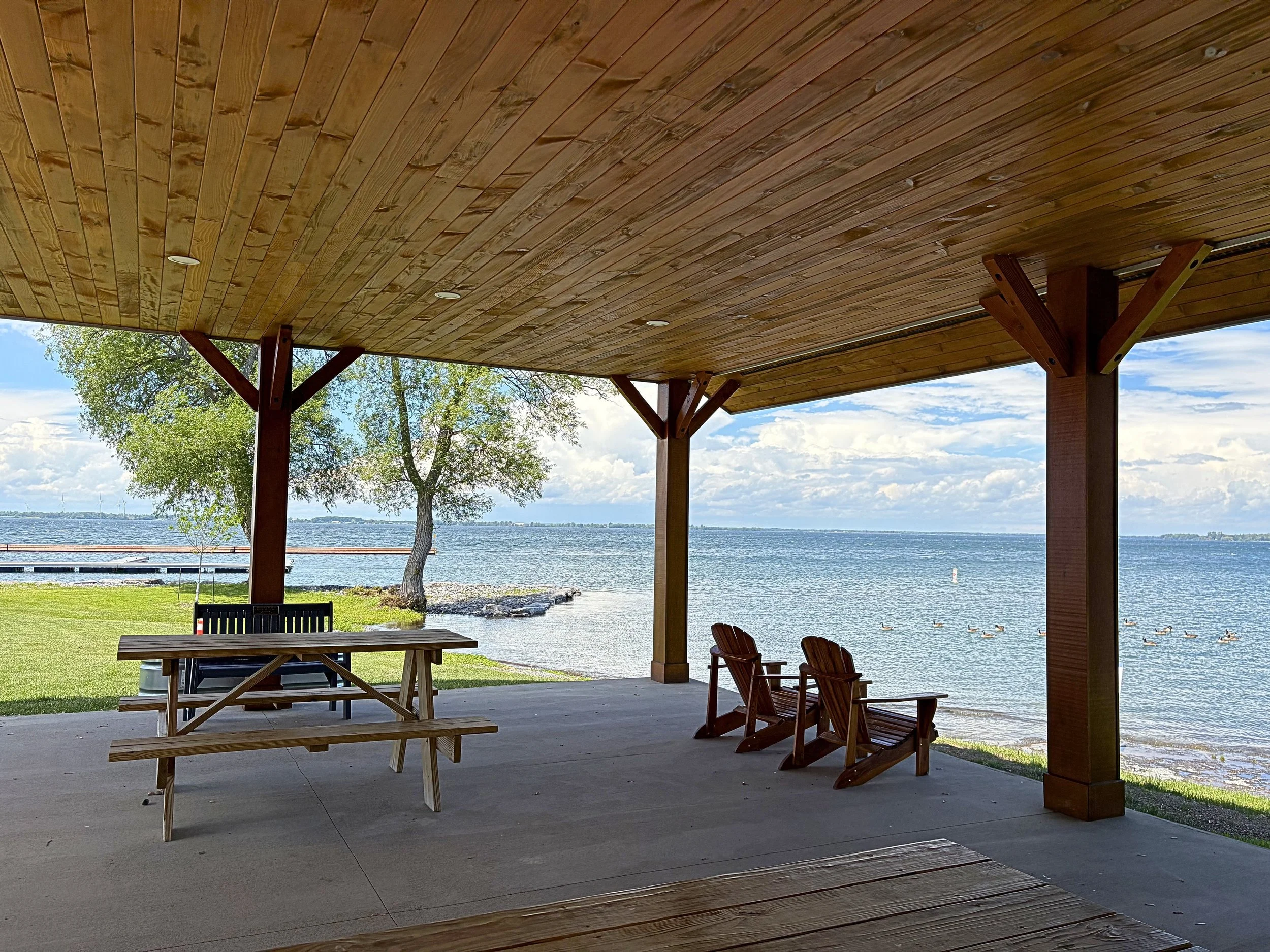 Cape Vincent East End Waterfront Park: a pavilion with a bath house; boat launch, docking, kayak launch; picnic areas; swimming, fishing, snorkeling, and diving