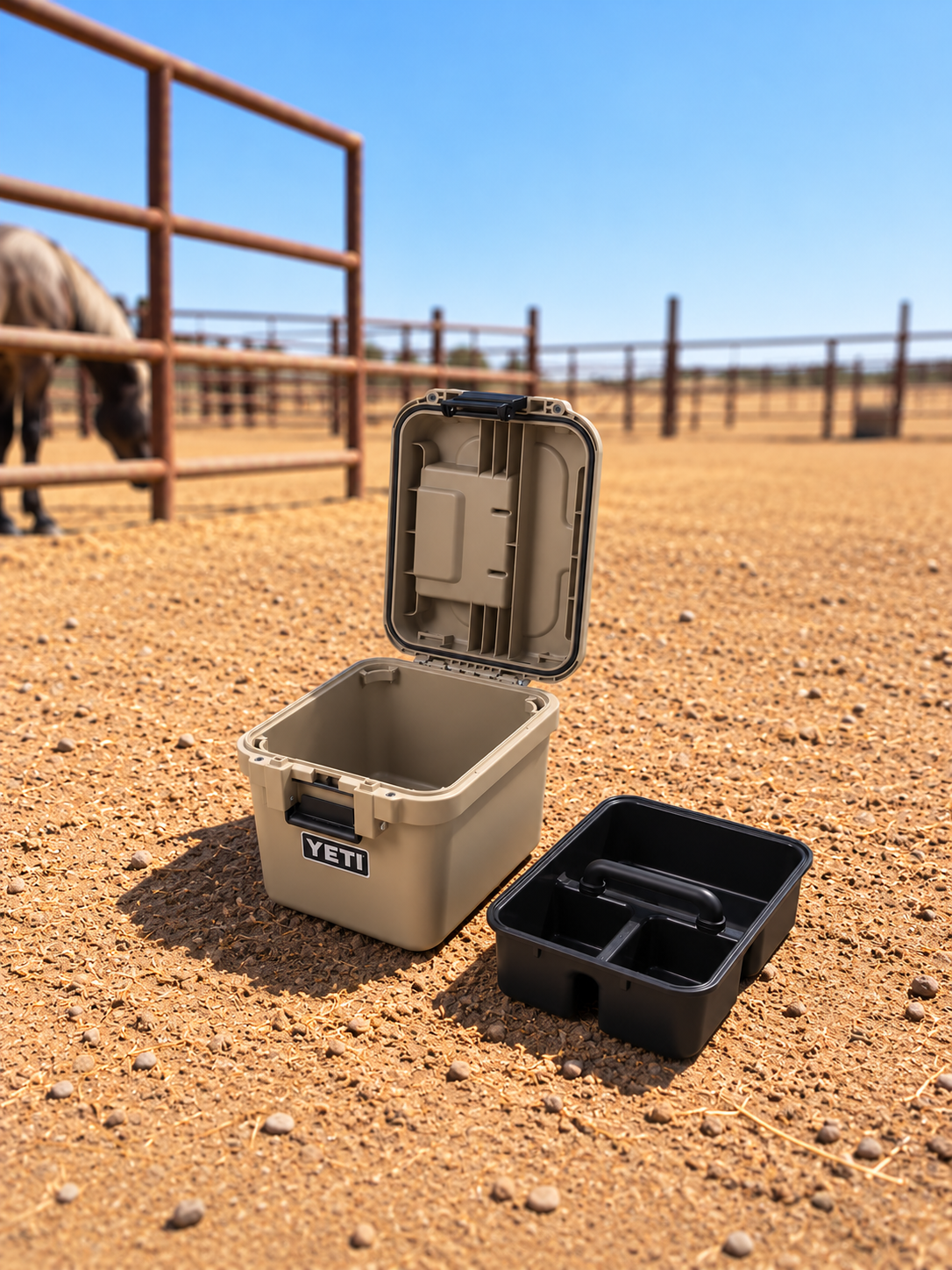 Open YETI Cooler in a Sunny Corral.png