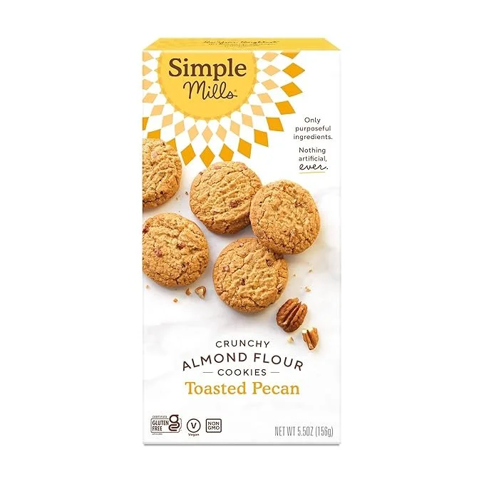 Box of Simple Mills Almond Flour Toasted Pecan Cookies, gluten-free and grain-free.