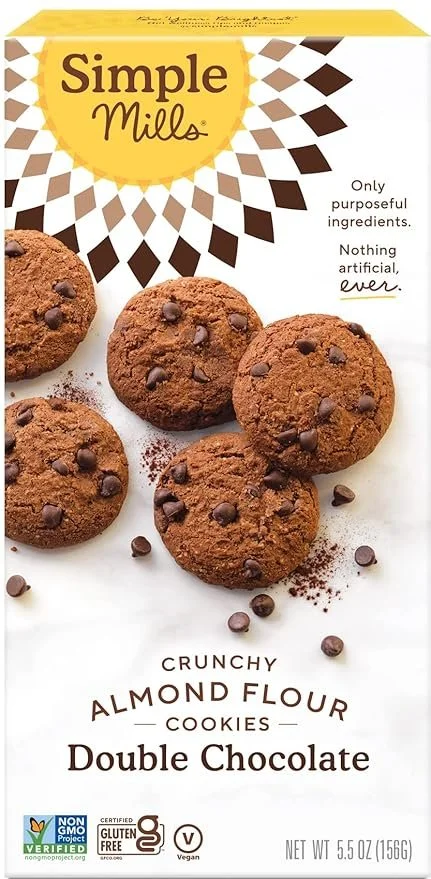 Box of Simple Mills Almond Flour Double Chocolate Cookies, gluten-free and grain-free.