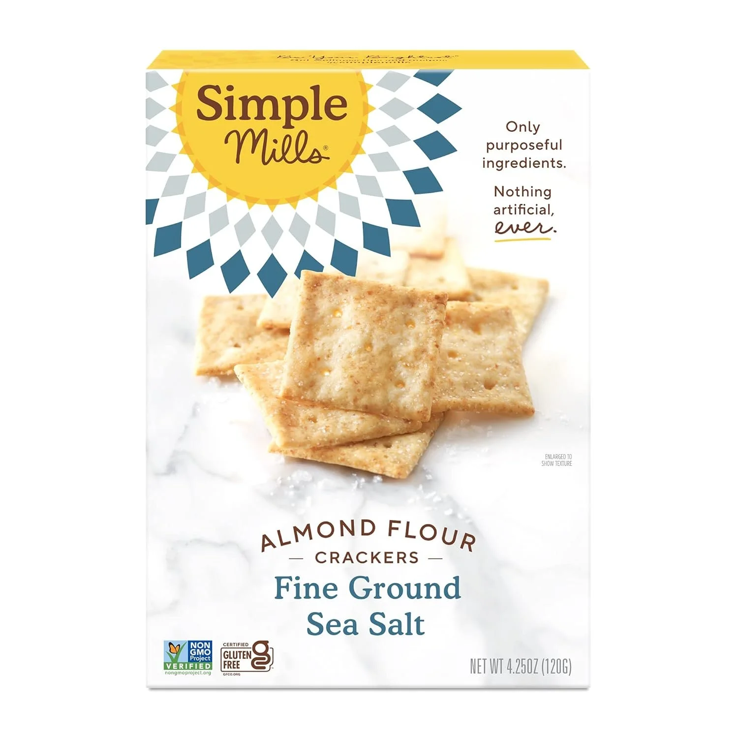 Box of Simple Mills Almond Flour Sea Salt Crackers, gluten-free and grain-free.