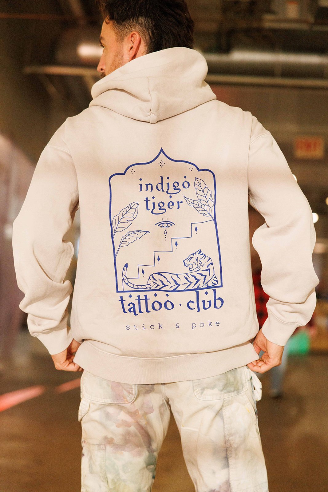 Bone Indigo Tiger Hoodie