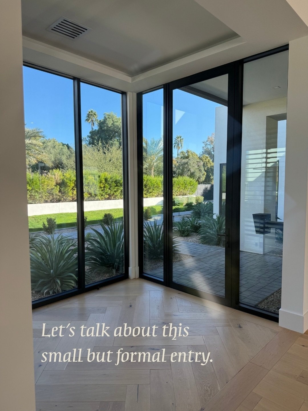 A little Desert Modern entry update.

The double-sided wine wall? Staying. The part where you walk directly into it when you enter the house? Not so much. 😂

We&rsquo;re closing off the entry side, keeping it open to the dining room, and adding some