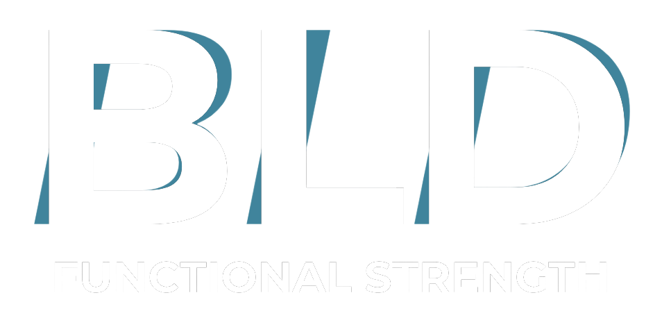 build functional strength logo in white and teal
