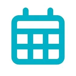 Calendar icon with a blue outline