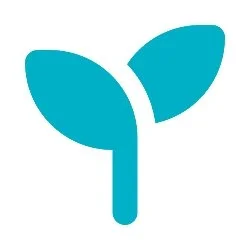 Simple blue-green leaf sprout icon