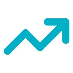 A blue upward trending arrow indicating growth or increase.