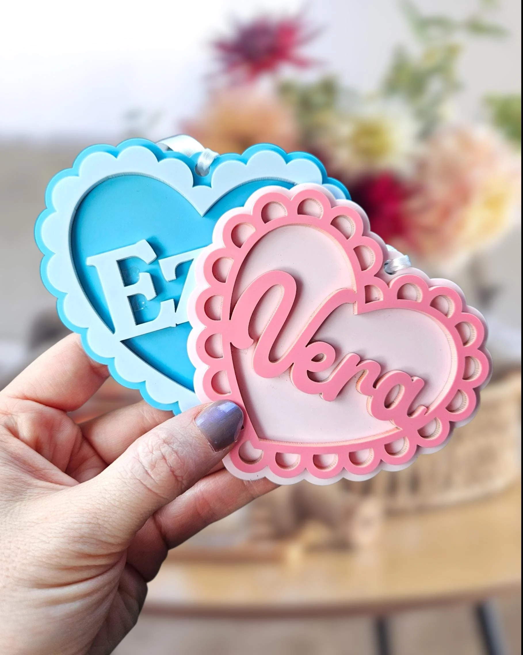 Valentine's Day Scalloped Heart Name Tag | Personalized Kids Basket Tag