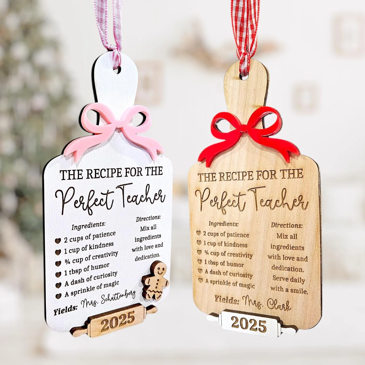Personalized Teacher Recipe Christmas Ornament Keepsake
