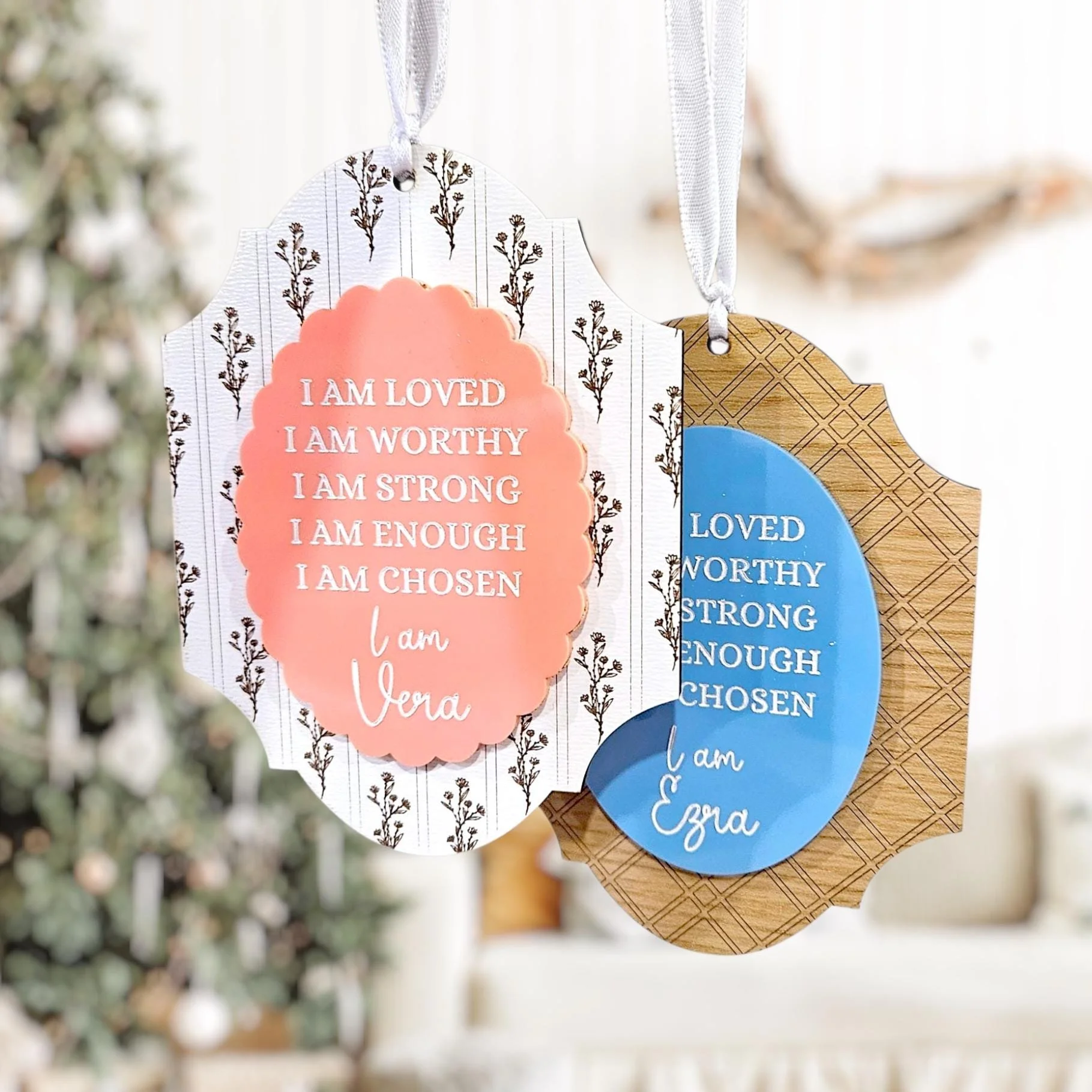 Affirmation Christmas Ornament, Personalized Engraved Gift