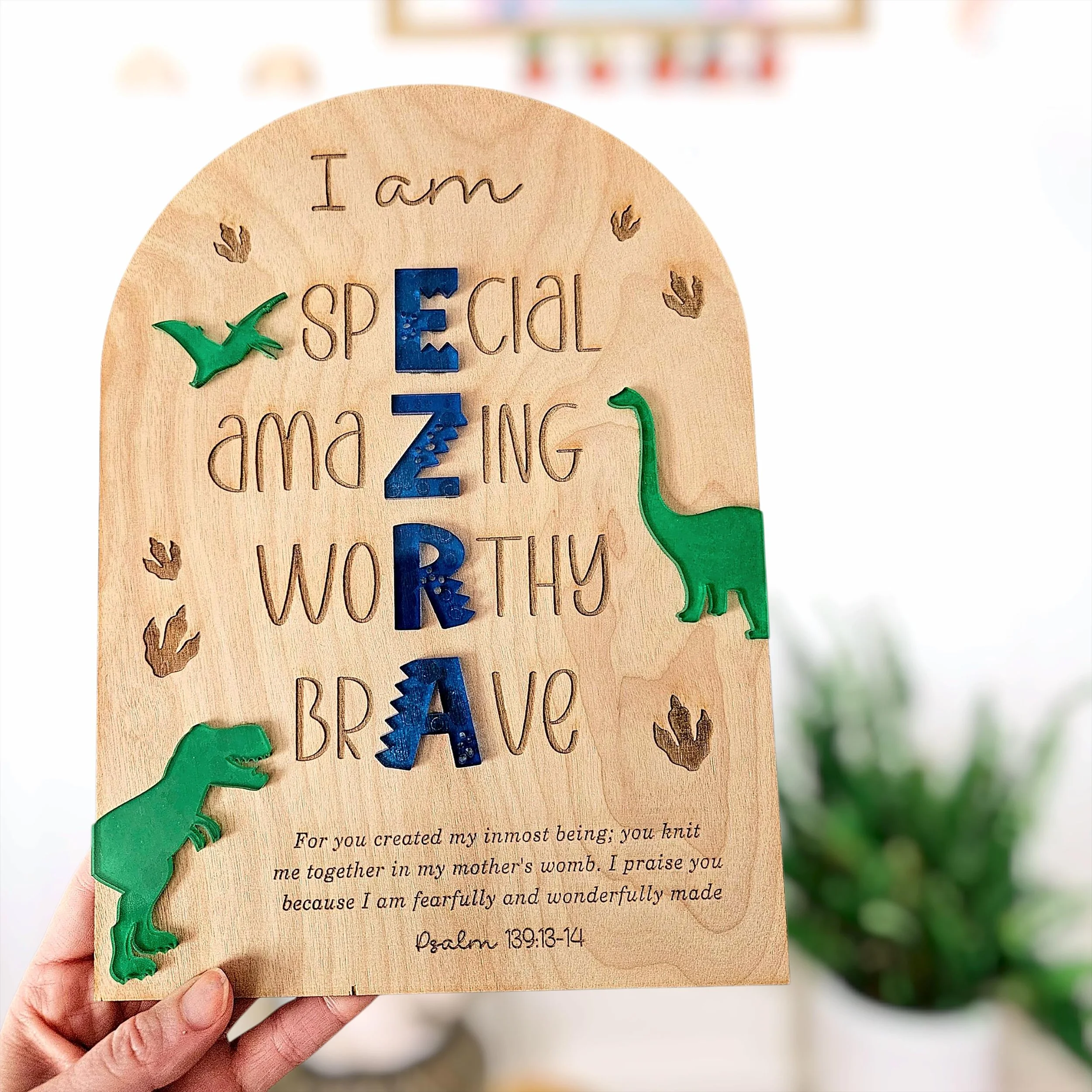 Personalized Dinosaur Affirmation Sign: Kids Nursery Decor