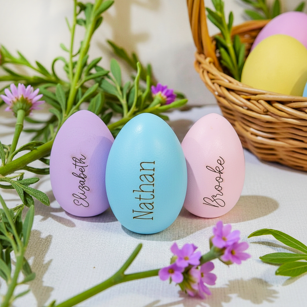 Personalized Wooden Easter Egg: Engraved Name, Kids Easter Decor