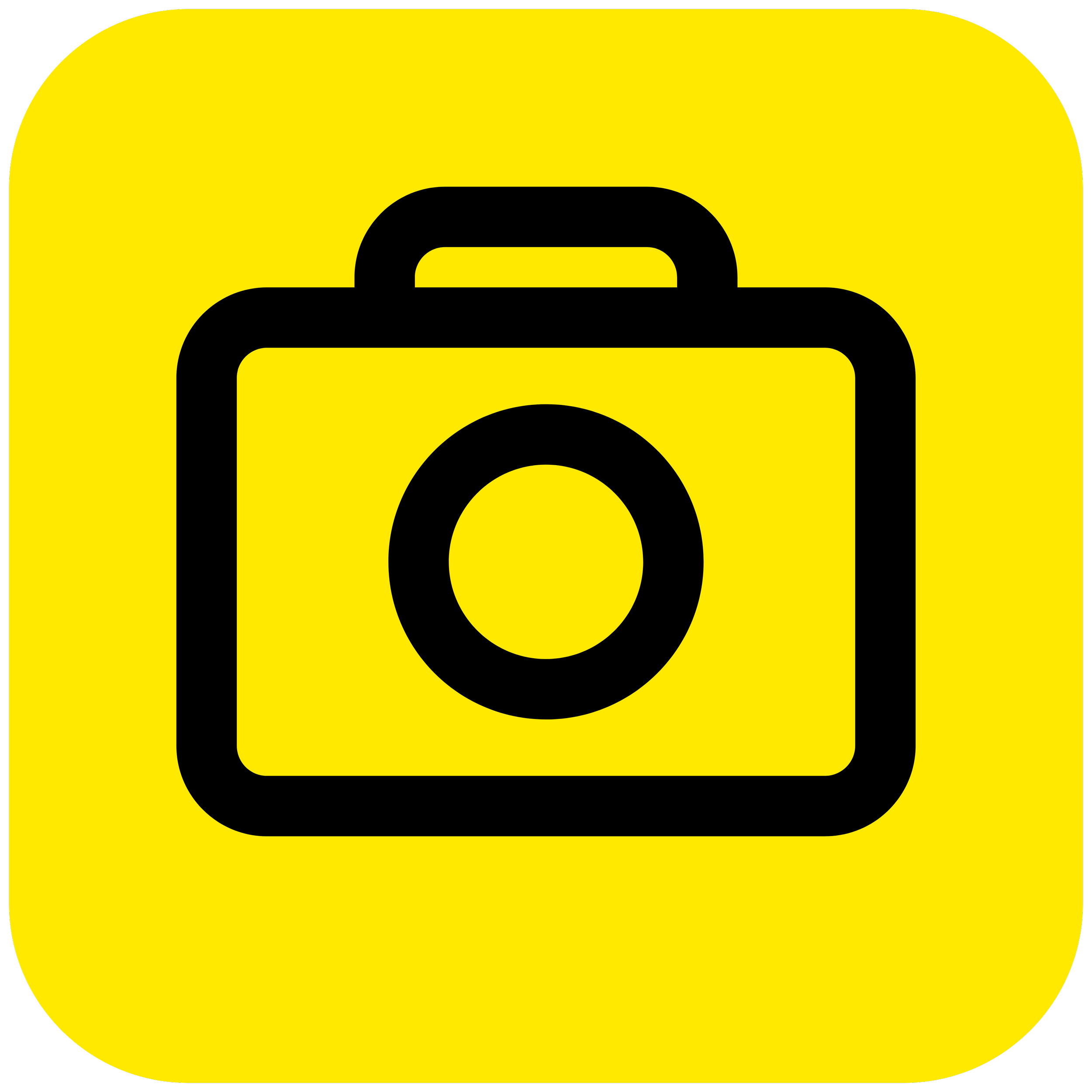 Icon of a camera on a yellow background.
