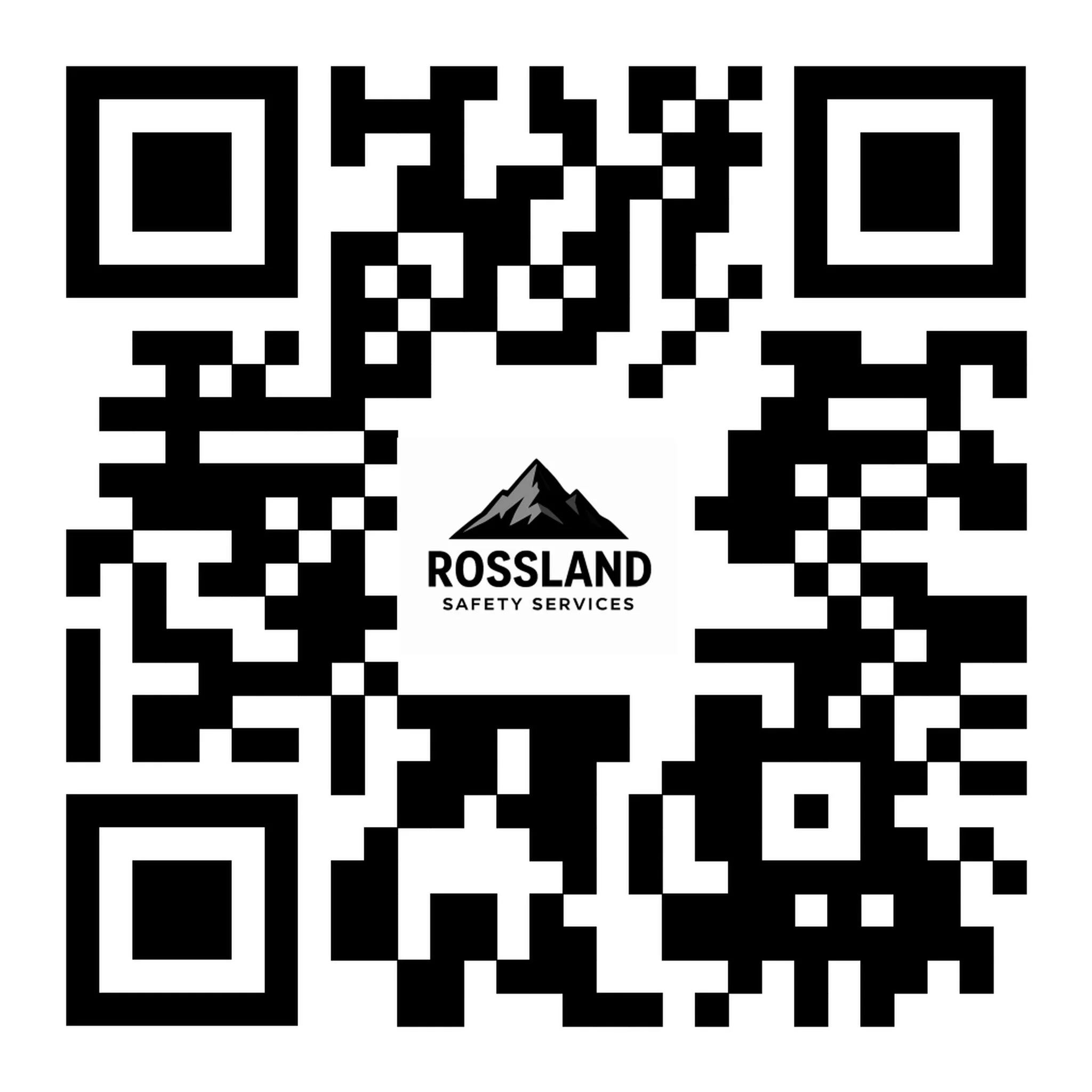 QR code with the logo of Rossland Safety Services and a mountain graphic