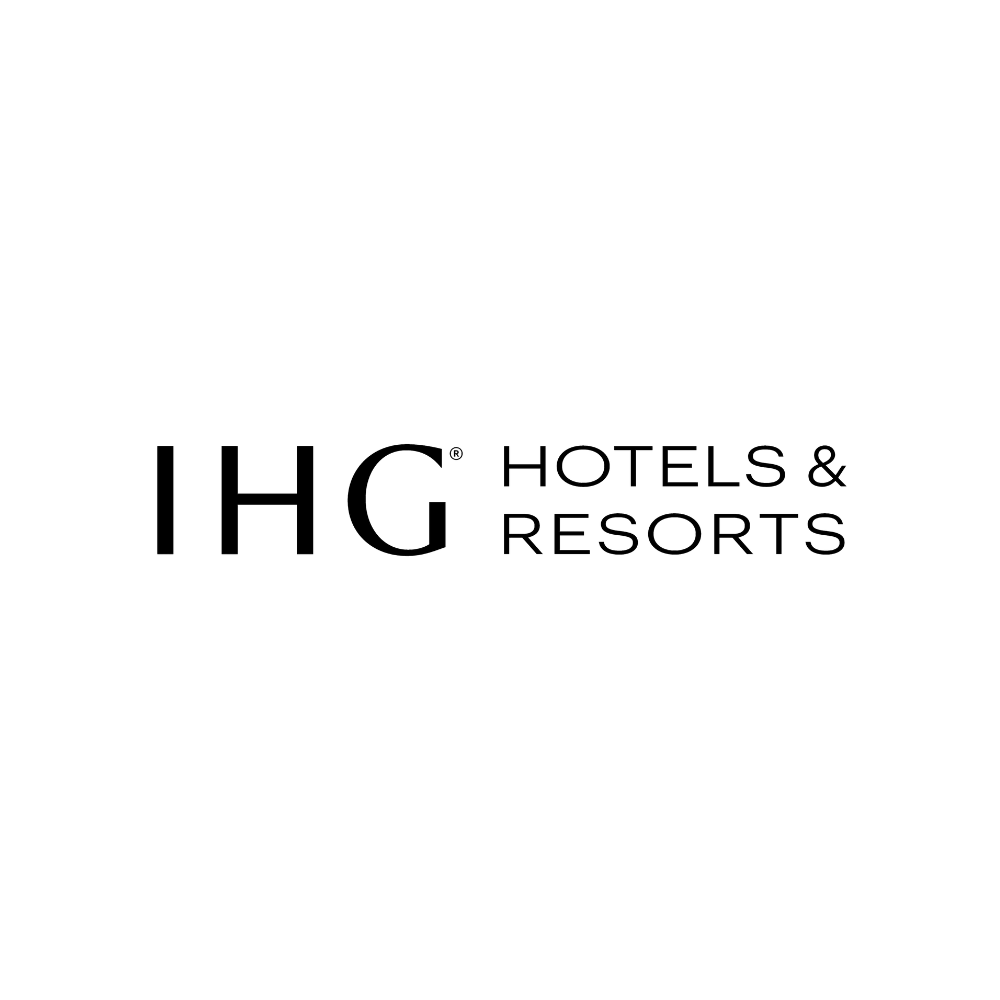 IHG Hotels & Resorts logo in black text on a white background.