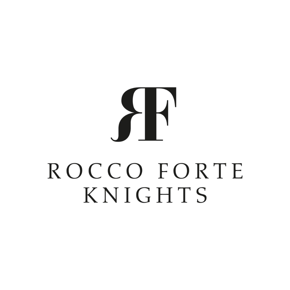 Logo with intertwined initials 'R' and 'F' and the words 'Rocco Forte Knights' below.