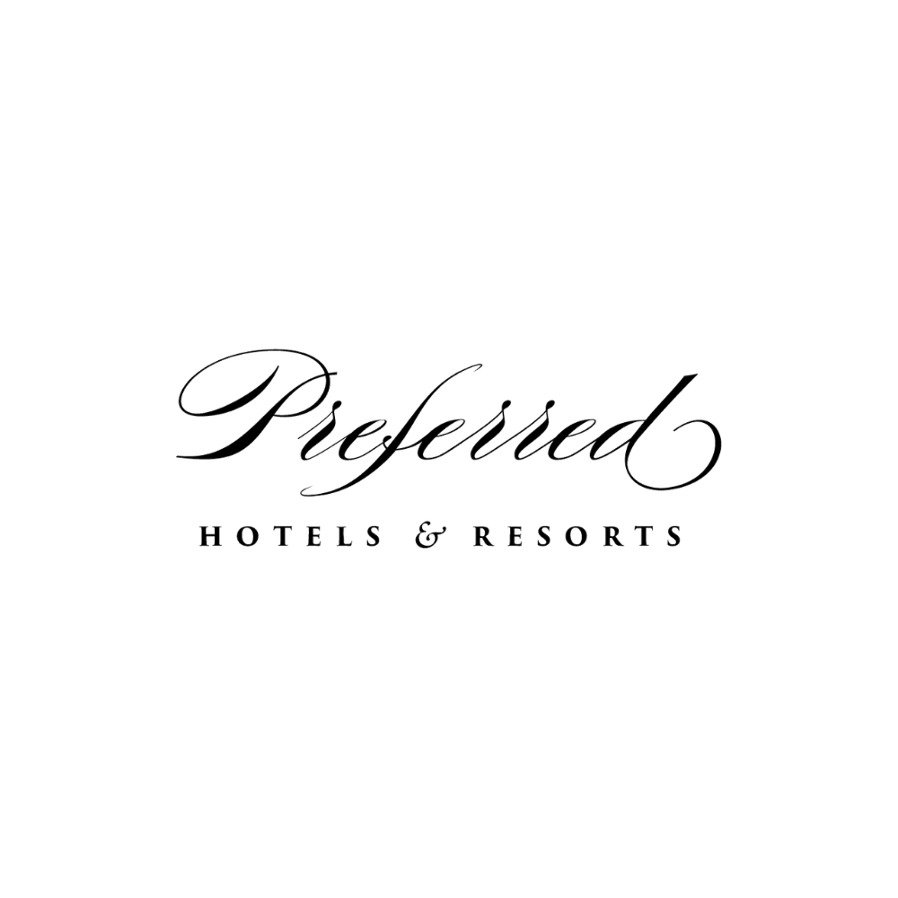 Logo of Preferred Hotels & Resorts in black and white with elegant script font.