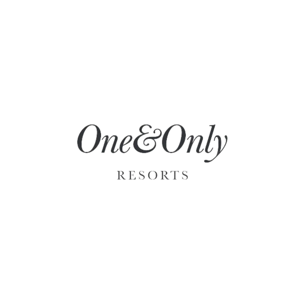 Logo for One & Only Resorts, featuring elegant black and white design with text text