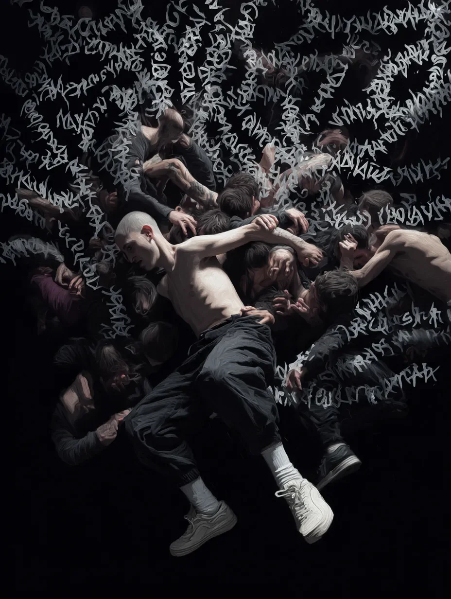 an illustration of the artistic process of wetboysarchive turning language into imagery