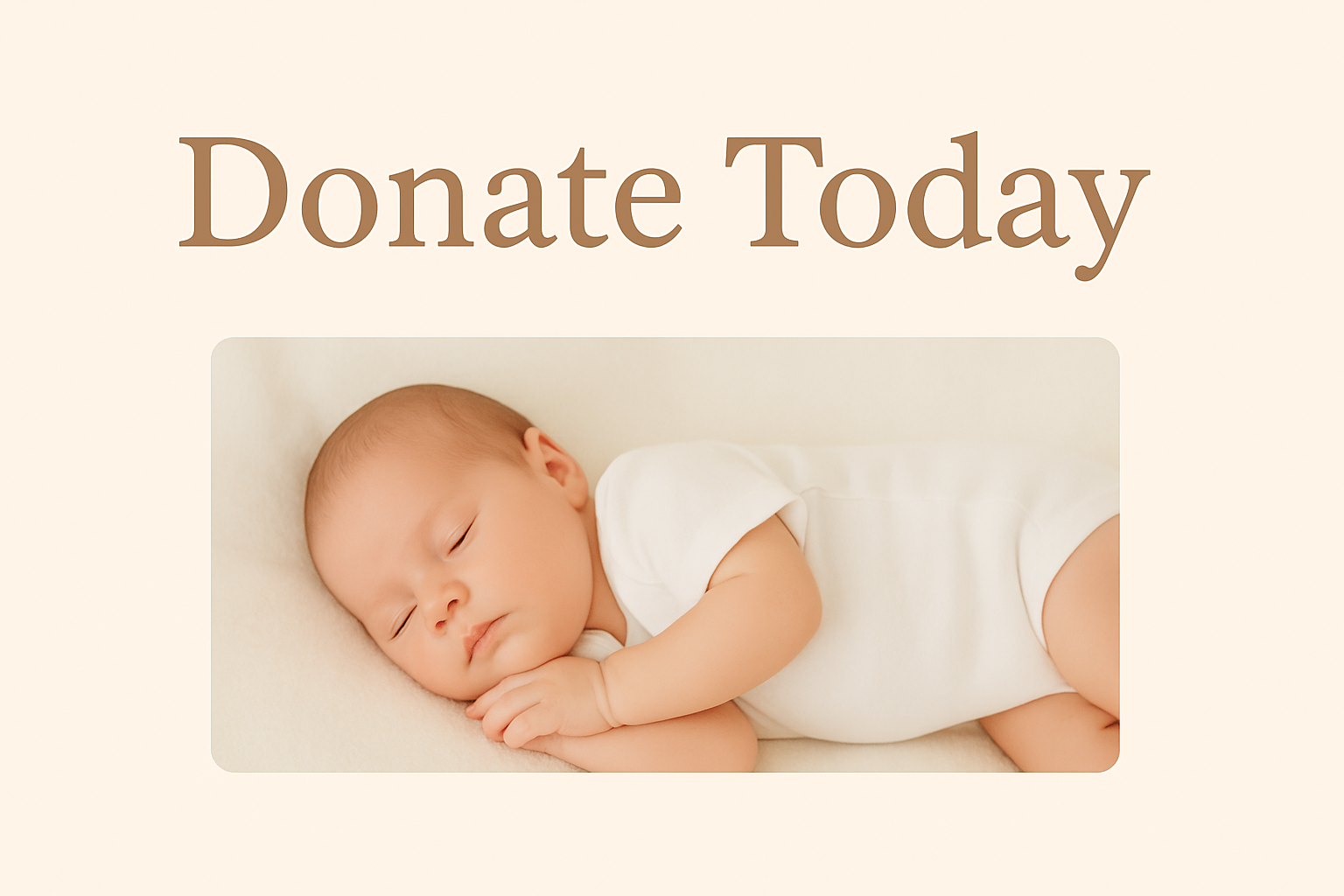 A sleeping baby lying on a soft surface, wearing a white onesie.