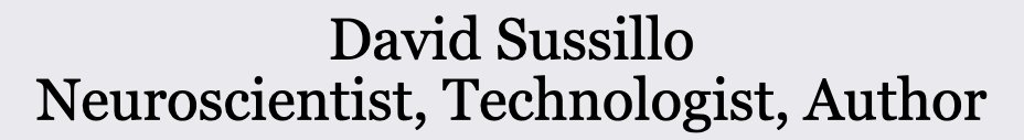David Sussillo: Neuroscientist, Technologist, Author