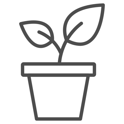 Icon of a potted plant with two leaves.