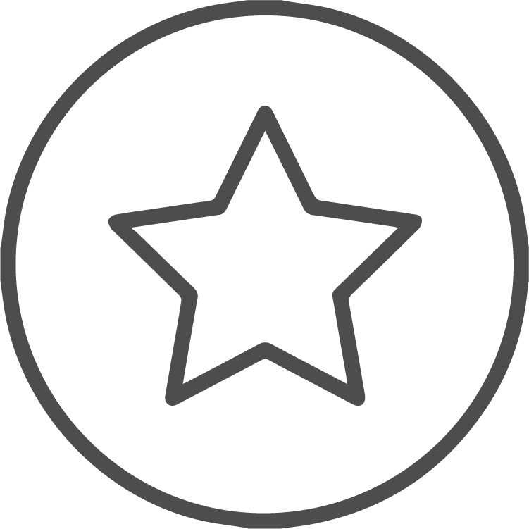 Icon of a star inside a circle.