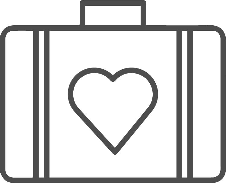 A tote bag with a heart symbol on it.