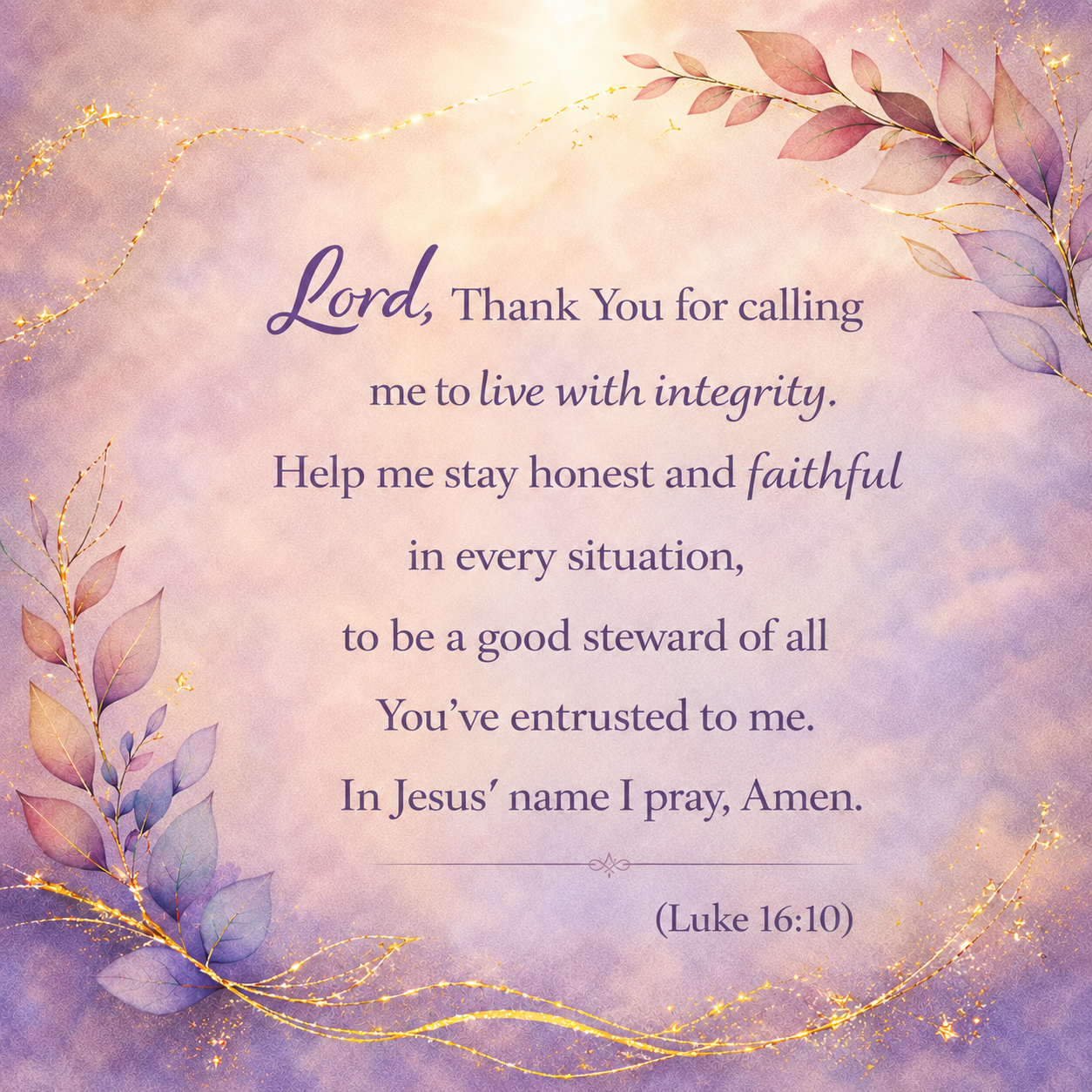 Daily Prayer - A Prayer for Help in Staying Honest and Faithful