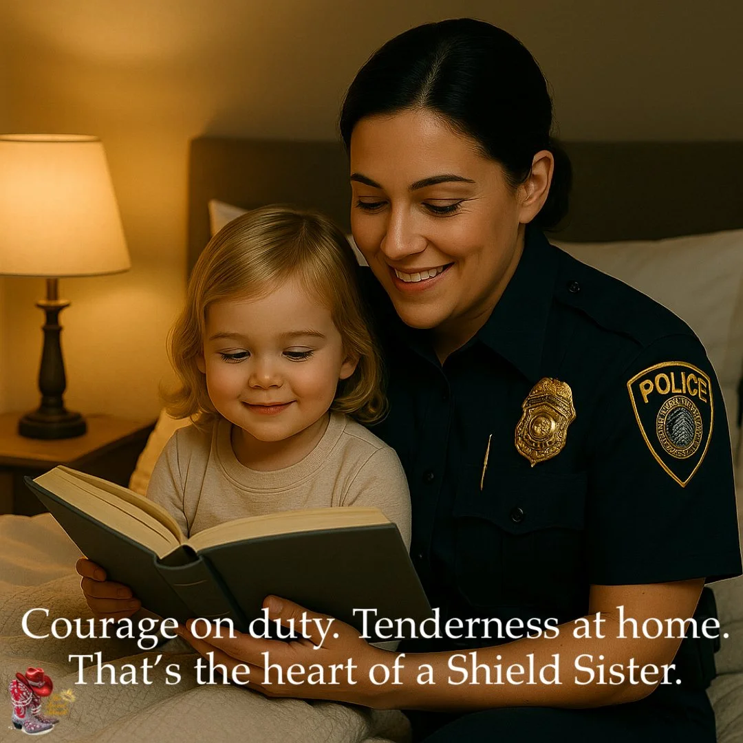 Loved Shack's Courage on duty. Tenderness at home. That's the heart of a Shield Sister. Honoring the women in law enforcement and corrections for wearing two badges that people forget about.