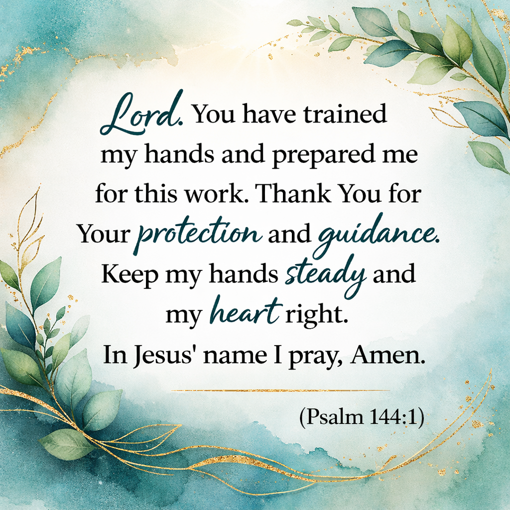 Loved Shack's daily Christian prayer asking God for steady hands and a right heart. A scripture-based prayer inspired by Psalm 144:1 for strength, guidance, and faithful service.
